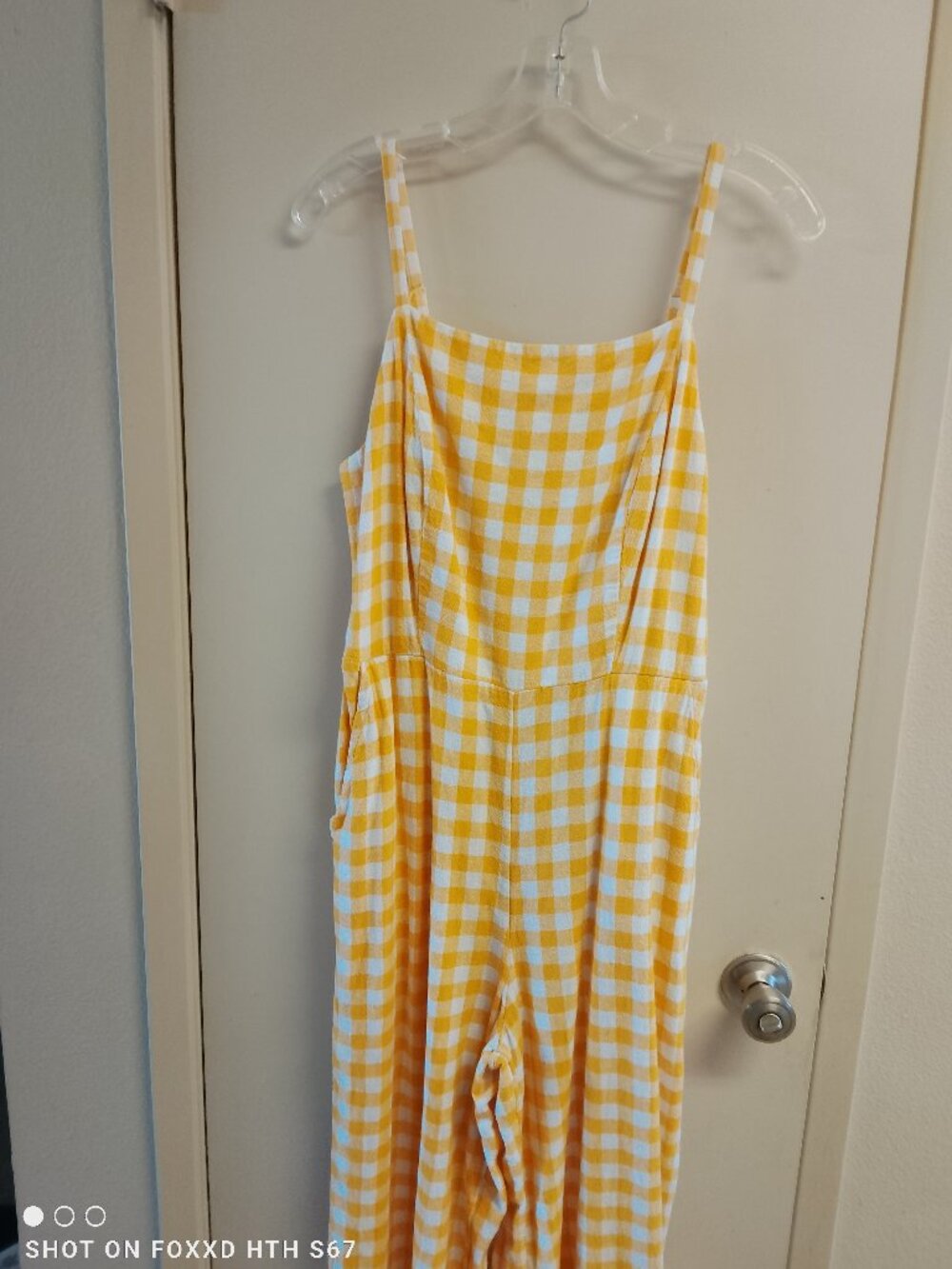 Old Navy Yellow & White Gingham Check Jumpsuit Size Large